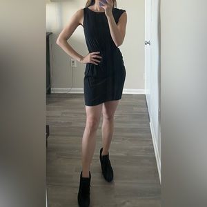 Theory silk asymmetrical black mini dress LBD 0 / 2 / XS